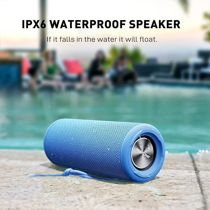 MIATONE Boombox Outdoor Portable Bluetooth Speakers Wireless Speaker Waterproof - Blue