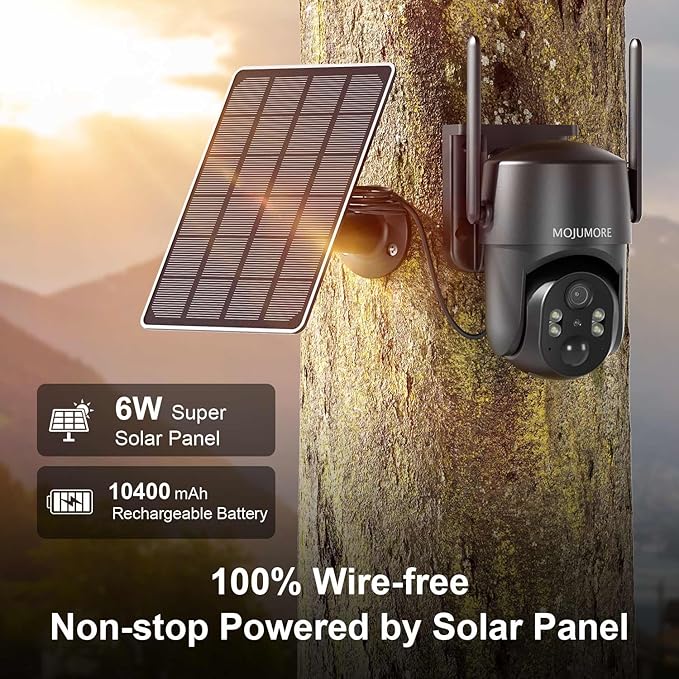 4G LTE Cellular Security Camera, Solar Security Cameras Wireless Outdoor, No WiFi Security Camera Outdoor, Color Night Vision, PIR Human Detection, Two-Way Talk, IP66 Waterproof, Built-in SIM Card