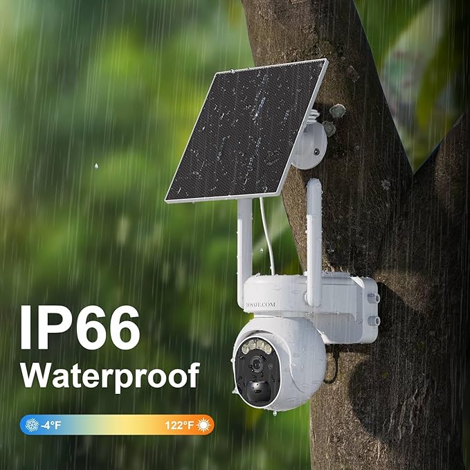 4G LTE Cellular Security Camera Outdoor, Off Grid Security Camera No WiFi Solar Powered, 360° PTZ Solar Camera Outdoor Wireless, 2K Color Night Vision, PIR Motion Sensor, Built in SIM Card, 2 Cameras
