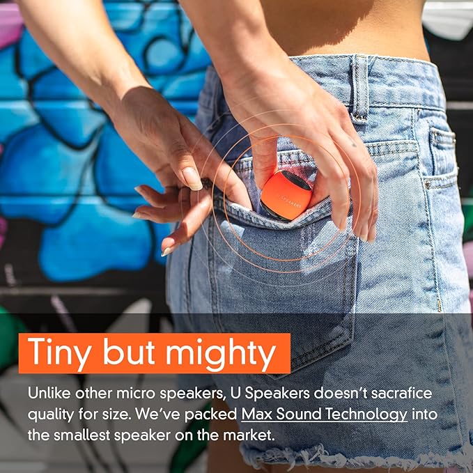 Fashionit U Micro - Small Bluetooth Speaker | Coin-Sized Speakers Bluetooth Wireless with Built-in Mic & Remote Shutter | Portable Rich Sound for Travel, Shower, Beach | Glow Yellow