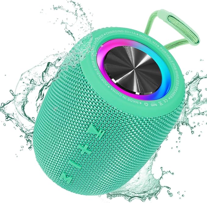 Portable Bluetooth Speaker, BT5.3 Wireless Speaker 20W Bass Diaphragms with Multi LED Light Dynamic Modes, IPX6 Waterproof 16H Playtime supports FM Mode, TF, USB for Home, Cycling, Outdoor, Beach