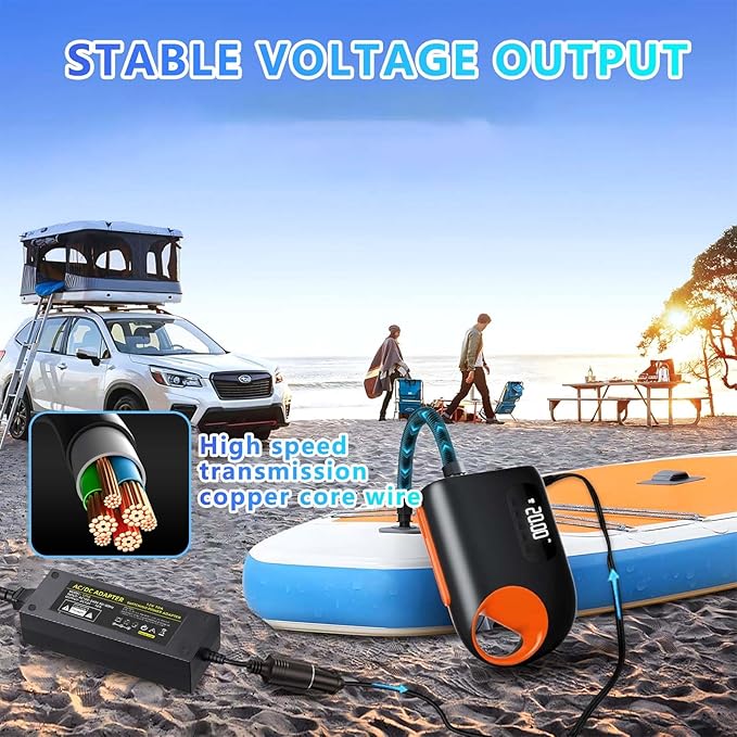 110V-240V to 12V 120W/10A Car Cigarette Lighter Socket AC/DC Power Supply Adapter for Car Inflator Refrigerator Vacuum Cleaner Stand-up Paddleboard (SUP) Pump