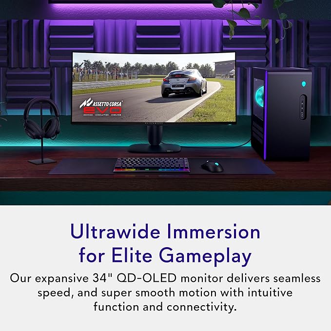 Alienware 34 240Hz QD-OLED Curved Gaming Monitor - AW3425DW - 34.2-inch WQHD (3440 x 1440) 240Hz 0.03ms Display, 1800R Curve, AMD FreeSync Premium Pro, VESA AdaptiveSync, VESA DisplayHDR TrueBlack 400