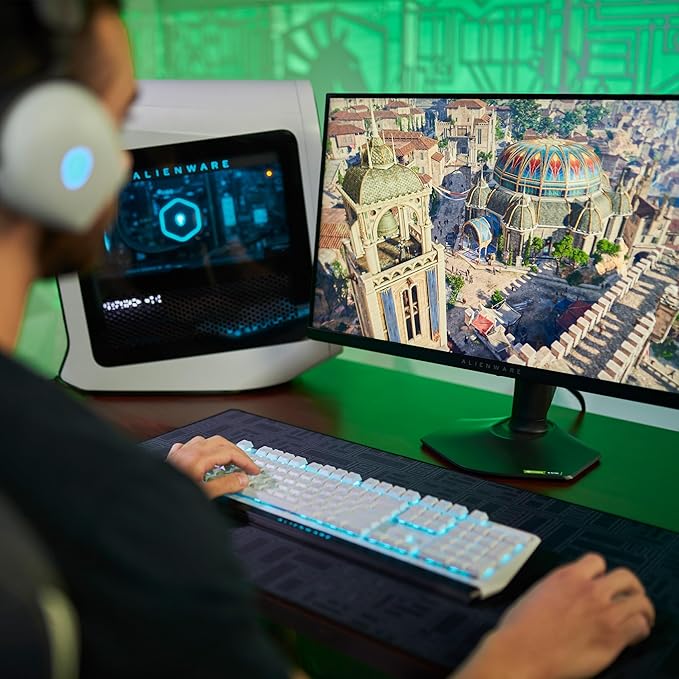 Alienware Low-Profile RGB Gaming Keyboard AW510K Light, Alienfx Per Key RGB Lighting, Media Controls and USB Passthrough, Cherry MX Low Profile Red Switches, Lunar light