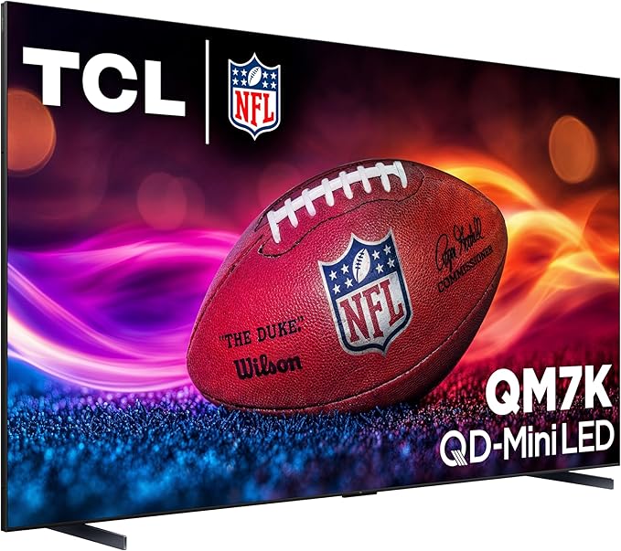 TCL 115-Inch QM7K QLED 4K Smart QD-Mini LED TV with Google TV (115QM7K, 2025 Model) Dolby Vision IQ, Dolby Atmos, HDR, Game Accelerator up to 288Hz, Voice Remote, Compatible with Alexa