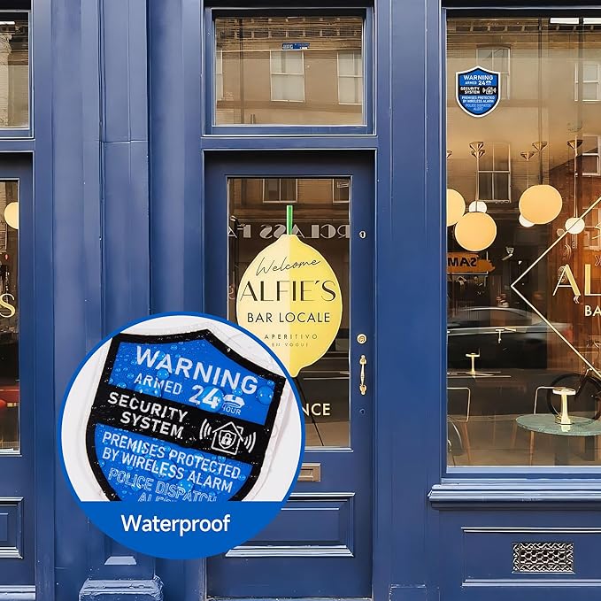 3PCS Security Alarm System Sign for Home, Self-Adhesive Weatherproof Small 24 Hours Warning Sticker, Safety Protection System for House Doors and Windows, Business Indoor & Outdoor Use 2.8x2.4 In