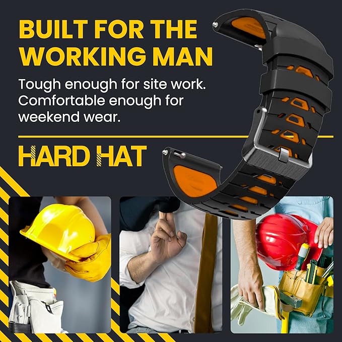 Silicone Watch Strap for Men, Silicone Smart Watch Band Strap for Original & Foreman, Smartwatch Accessories, Quick-Swap Design (Black and Orange)