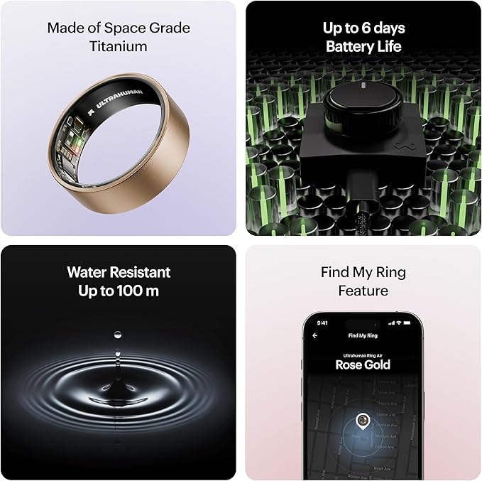 ULTRAHUMAN Ring AIR – Sleep and Fitness Tracker, Smart Ring for Men and Women, No app fee for Standard Features, Up to 6 Days Battery Life (Size 9)