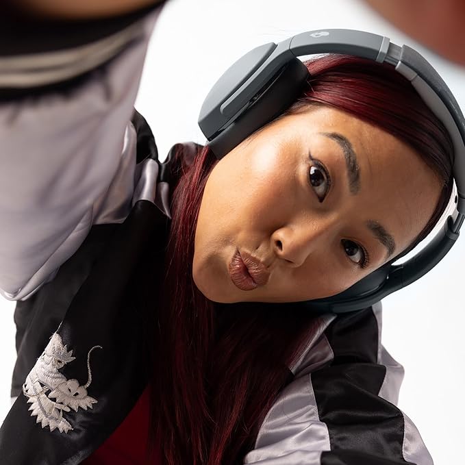 Skullcandy Crusher Evo Wireless Bluetooth Headphones with Multi-Sensory Bass, Noise Isolating Over-Ear Fit, Up to 40 Hours Battery, Microphone for iPhone Android - Chill Grey