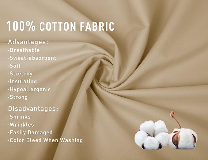 Sunflower Body Pillowcase 100% Cotton Long Pillow Cover/Case Envelope Closure 1 Pack, 21×54 inches Sandshell, Soft and Breathable