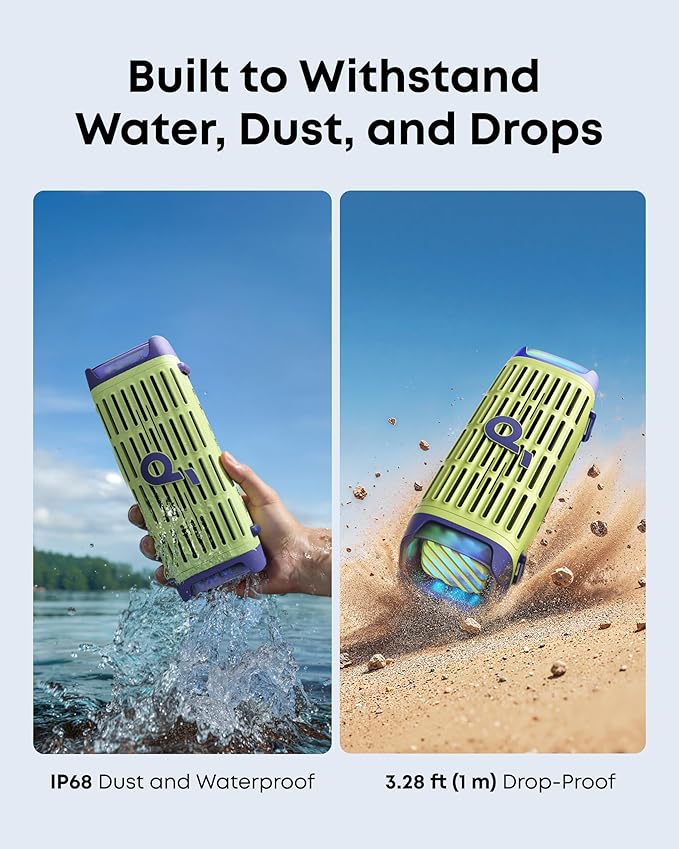 Soundcore Boom 3i by Anker, Rugged Outdoor Speakers, IP68 Waterproof, Floating Playback, Saltwater-Resistant, BassUp 2.0, 50W Portable Speaker, Bluetooth 5.3, 16H, TWS, Kayak/Fishing/Camping-Green