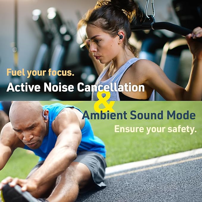 JVC Fitness Series True Wireless Sport Earbuds with Adjustable Hooks, Active Noise Cancelling, Ambient Sound Mode, IP57 Waterproof, 40hr Long Battery Life, App EQ, Low Latency, Mic HAEC75TV Violet