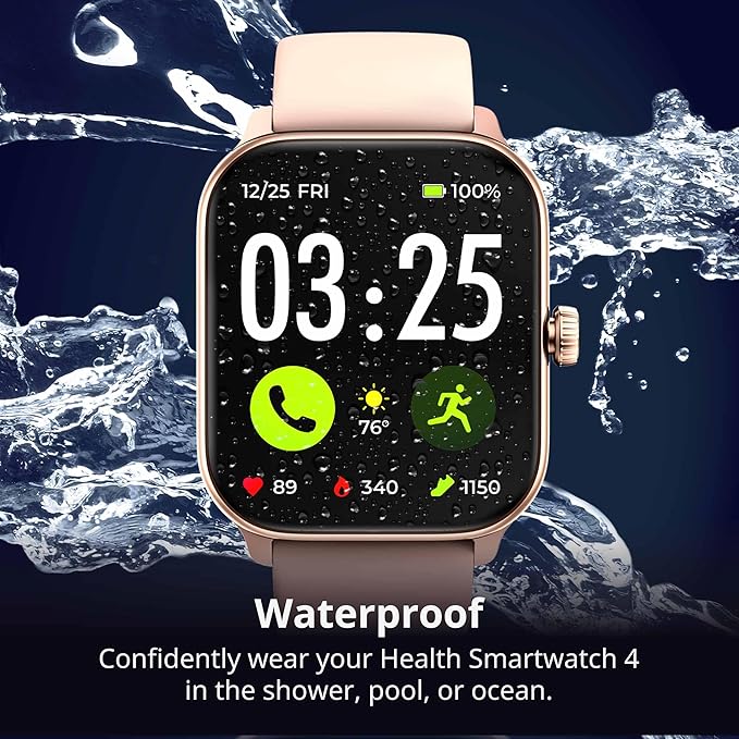 Spade & Co Health Smartwatch 4 - Smartwatch for Men & Women, Heart Rate, Sleep & SpO2 Monitor, Pedometer, Fitness Tracker, Answer/Make Calls IP68 Waterproof iOS & Android Compatible
