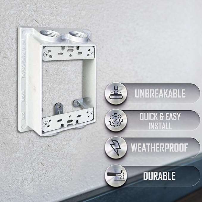 TayMac SE450WH Weatherproof Box Extension, 1-Gang, (4) 1/2-Inch Outlets, White