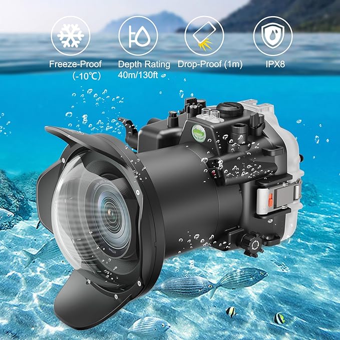 Sea frogs Camera Housing Compatible with Canon EOS R6 II with EF 16-35mm 2.8 Ill Wide Angle Lens,Waterproof IPX8 Rated, 40m/130ft Depth Protection Underwater Camera Case, Ideal for Diving, Surfing