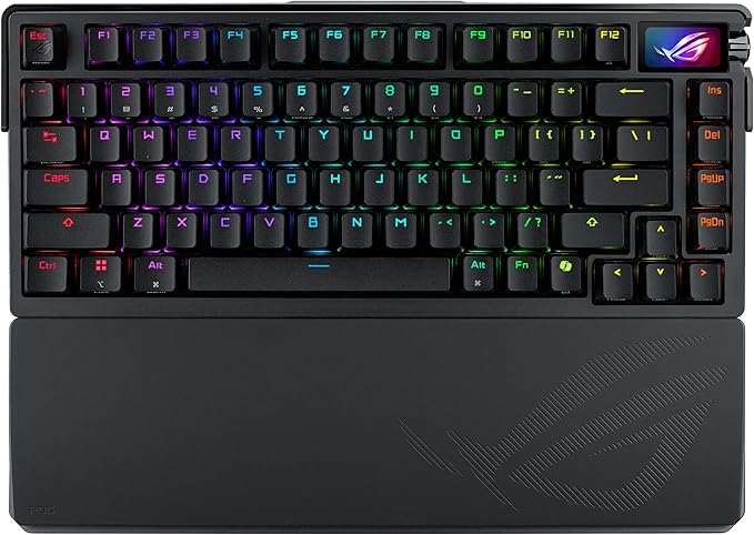 ASUS ROG Azoth Extreme Wireless Mechanical Gaming Keyboard – 75% TKL, ROG NX Storm Clicky Switches, PBT Keycaps, Aluminum Chassis, Carbon Fiber, Gasket Mount, Color OLED Screen, PC/Mac Support - Black