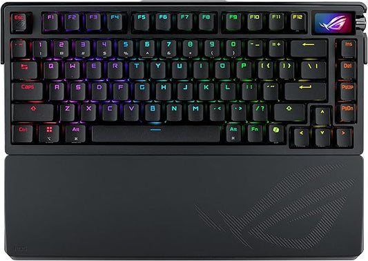 ASUS ROG Azoth Extreme Wireless Mechanical Gaming Keyboard – 75% TKL, ROG NX Storm Clicky Switches, PBT Keycaps, Aluminum Chassis, Carbon Fiber, Gasket Mount, Color OLED Screen, PC/Mac Support - Black