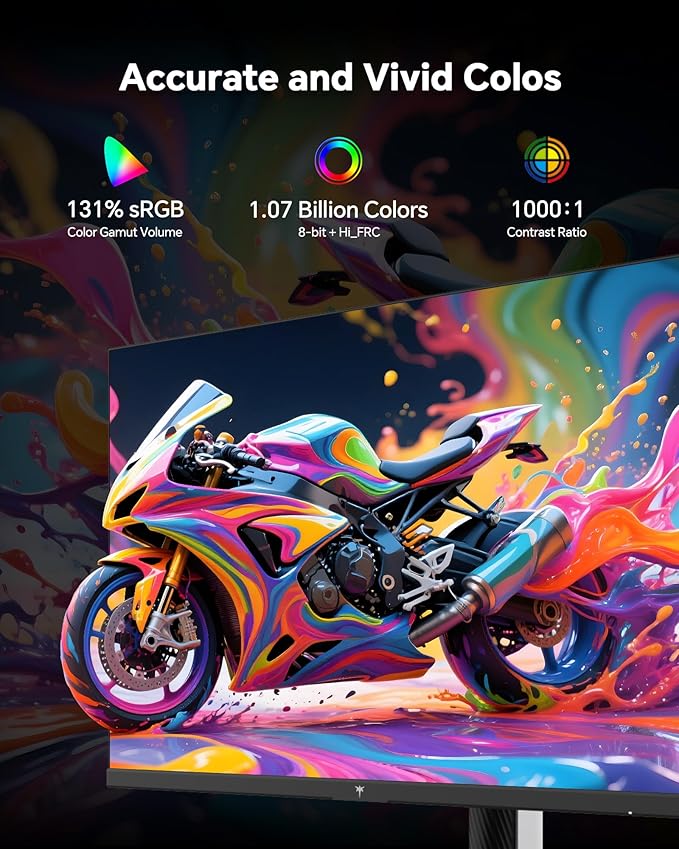 KTC 27 Inch Gaming Monitor 200Hz, 1440P Monitor with Speakers, Up to 210Hz Computer Monitors Fast IPS 1ms, 131% sRGB, Adaptive Sync, Tilt/Swivel/Pivot/Height Adjustment, HDMI DisplayPort, White H27T6