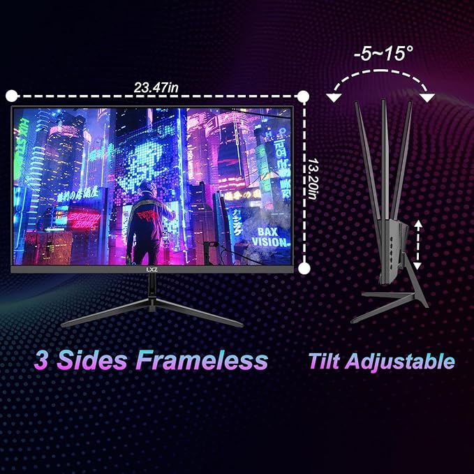 LXZ 27 Inch 4K Monitor with Built-in Speaker, 60Hz UHD Gaming Monitor, Adaptive-Sync, VA Panel, 2X HDMI 2.0, 2X DP 1.4, VESA Mountable