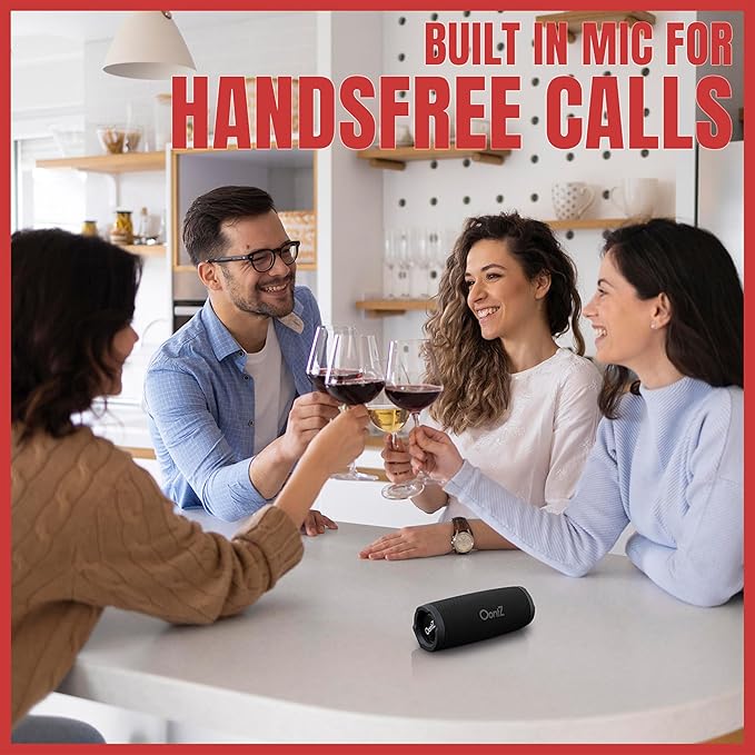 OontZ Cylinder Portable Bluetooth Speaker 5.0 - IPX7 Waterproof, 14W Enhanced Sound, 20-Hr Battery, 100ft Wireless Range, Deep Bass and Clear Audio, Durable Shower Speaker for Pool or Beach (Black)