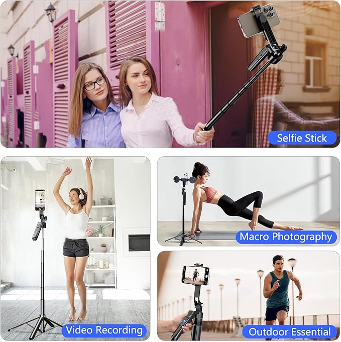 Auto Face Tracking Selfie Stick Tripod for iPhone with Light 70.9" Phone Camera Tripod Stand 360 Rotation Follows Your Movement with Wireless Remote for Content Creator Vlog Live Stream Video Record