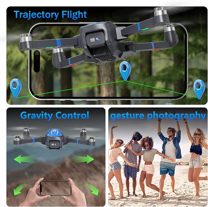 TL16 Mini Drone with 4K HD Camera, Brushless Motor Drones for Beginners with Headless Mode 360° Flip Gravity Control, Foldable Quadcopter for Adults, Blue