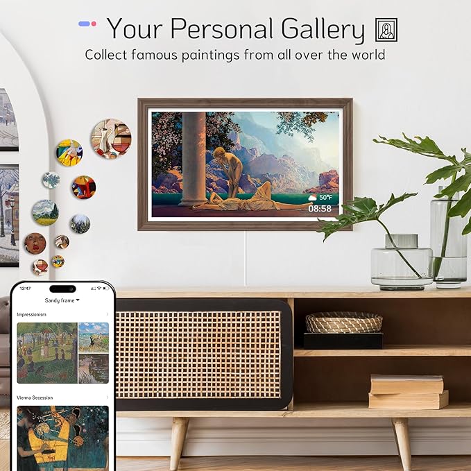 NexFoto Digital Picture Frame 27'' WiFi, FHD Touchscreen 1920 * 1080 with 64GB - Add Photos from Google Photos, Upload Videos, for Housewarming/Mom/Birthday (Walnut)
