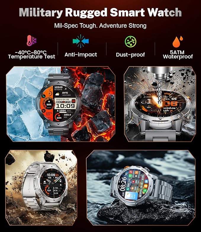 LIGE Smart Watch for Men (Make/Answer Calls) with 1000mAh, 1.75" HD Screen Smartwatch with Flashlight, Heart Rate/Sleep Monitor, IP68 Waterproof, 100+ Sports Modes for Android iOS, 3 Straps