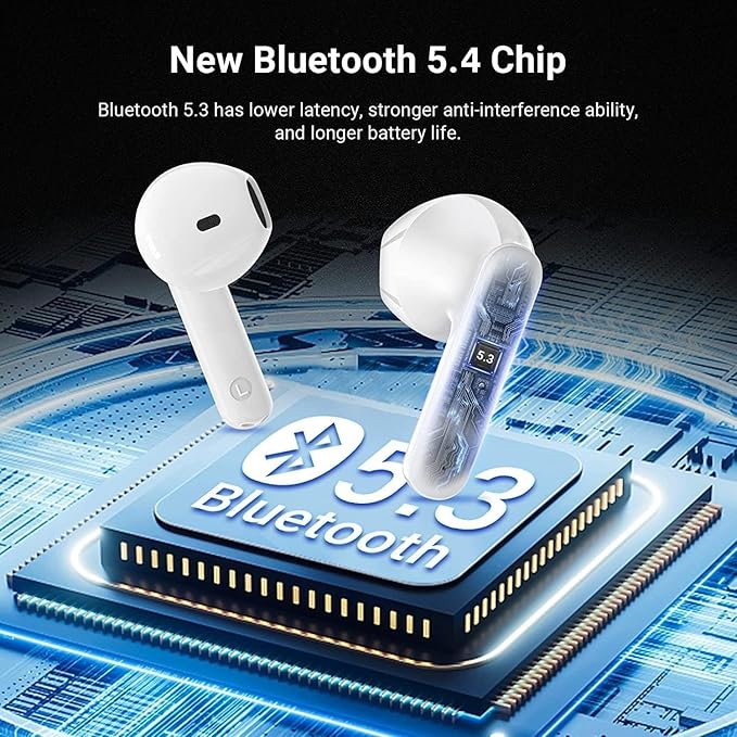 Wireless Earbuds, Bluetooth 5.4 Headphones Hi-Fi Stereo Bass， in-Ear with Mic Noise Cancelling 48Hrs Playtime, IPX7 Waterproof Suitable for iOS Android/Samsung-Earphon ，Sports Headset（White）