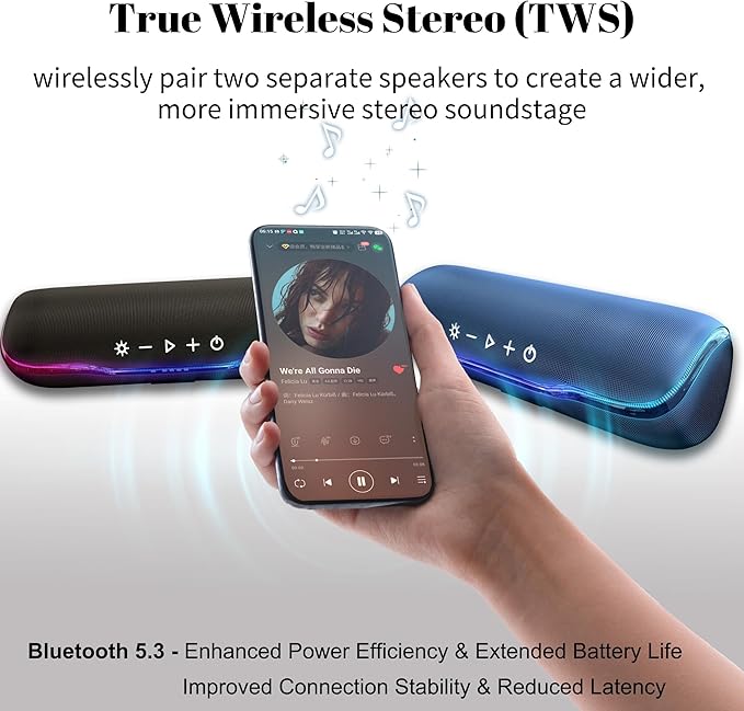 Pink Bluetooth Speaker, IPX7 Waterproof Outdoor Wireless Speaker, 24H Playtime, LED Lights, TWS Pairing, Ideal for Pool, Beach, Birthday Gifts for Teen Girls, Pink