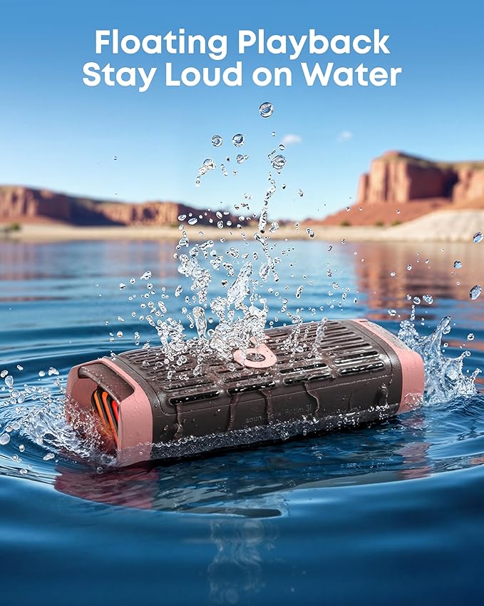 Soundcore Boom 3i by Anker, Rugged Outdoor Speakers, IP68 Waterproof, Floating Playback, Saltwater-Resistant, BassUp 2.0, 50W Portable Speaker, Bluetooth 5.3, 16H, TWS, Kayak/Fishing/Camping-Brown