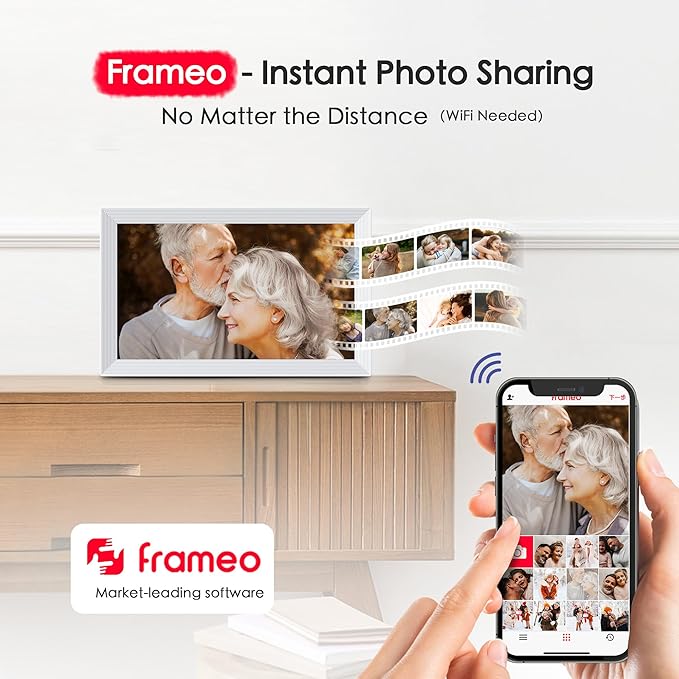 Digital Picture Frame, Frameo 15.6 inch Large Digital Photo Frame WiFi, 1920*1080 IPS FHD Touchscreen, 32GB Storage, Instant Share Pictures Video, Photo Frame Electronic, House Warming, Gift for Mom