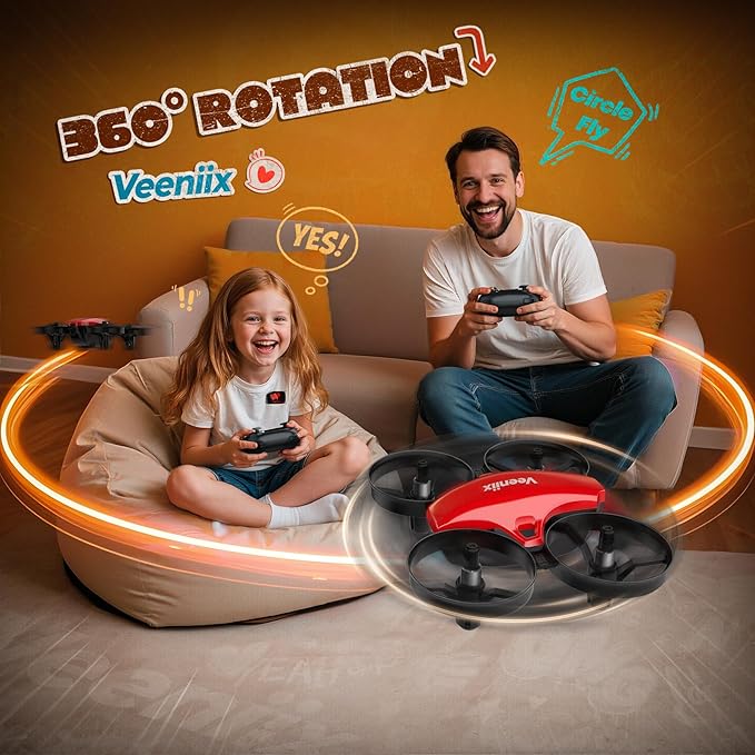 V995 Red Mini Drone for Kids and Beginners,Indoor RC Quadcopter Plane with 3D Flips, 360° Rotation, Circle Fly, Auto Hover, Headless Mode, 21Mins 3 Batteries, Gift for Boys and Girls