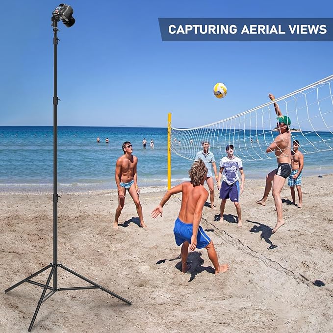 13.1' Heavy Duty Light Stand Photography, Sdfghj 157.2in/4m Adjustable Metal Professional Sky High Tripod with Air Cushioned with 1/4"& 3/8" Screw Adapter Compatible with Most DSLR Cameras