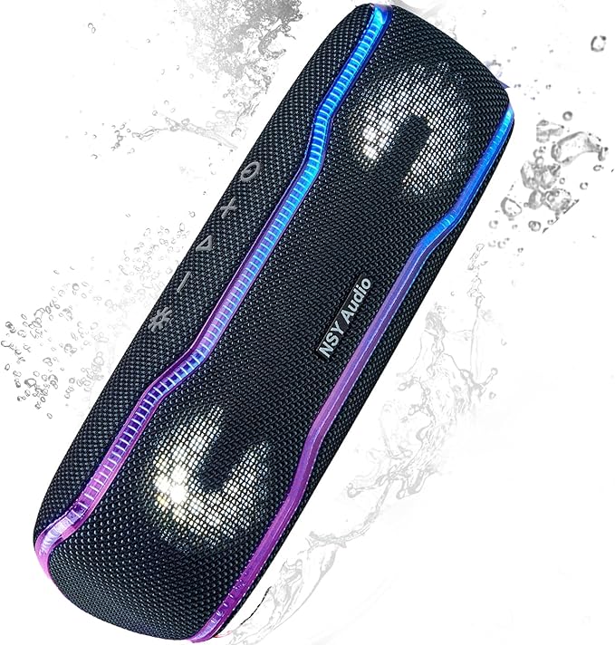 IPX7 Waterproof Bluetooth Speaker, 24H Playtime, LED Lights, Wireless Outdoor Speaker for Pool, Beach, Shower, Gifts, Blue
