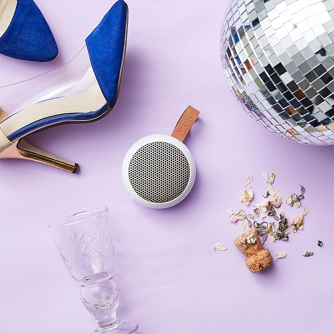 aGO2 Portable Bluetooth Speaker, White, Water Resistant (IPX5) and Durable, Up to 25 Hours of Wireless Play, Voice Assistant, Stereo Sound, Wireless Speaker for Indoor and Outdoor