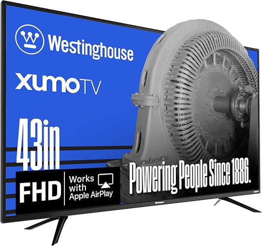 Westinghouse 43-inch Smart TV, FHD 1080P Xumo TV w/Voice Remote, Flat Screen Television w/Dolby Atmos, Blueooth, Apple AirPlay, Wi-Fi & Mobile Connectivity