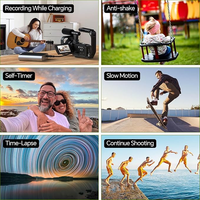 5K Video Camera Camcorder 56MP Wifi IR Night Vision Vlogging Camera, 16X Digital Zoom Touchscreen YouTubers Camera Recorder with Microphone, Lens Hood, Stabiliser, Remote Control, Tripod & 2 Batteries