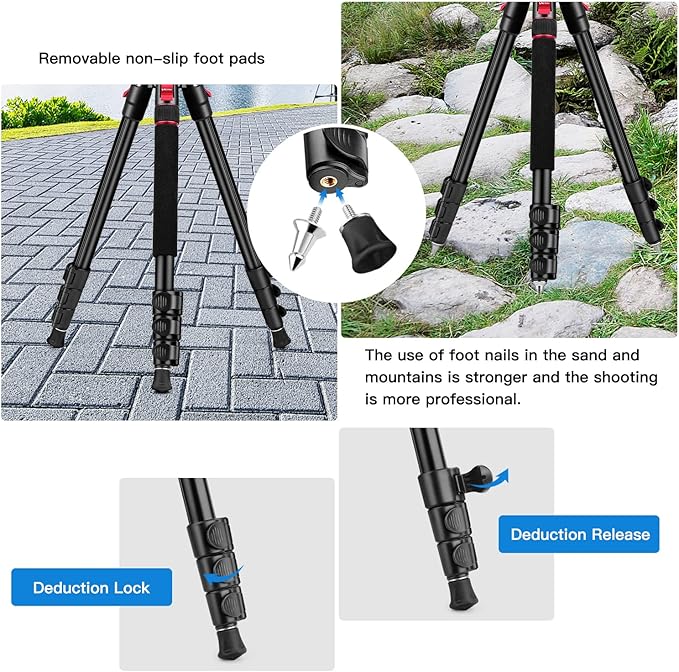 Victiv Camera Tripod, 72" Video Tripod with Fluid Head, Aluminum Heavy Duty Tripod with Carry Bag, Professional Camera Tripods & Monopods, Compatible with Canon, Sony, DSLR, Camcorder