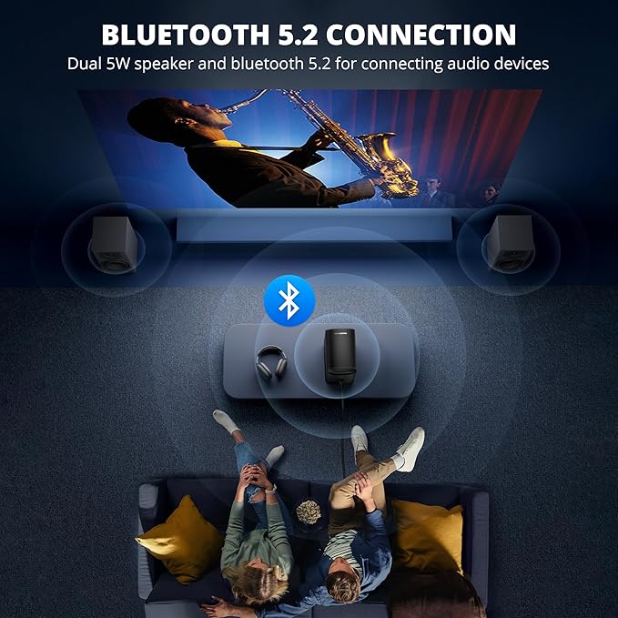 Wireless Mini Projector with WiFi and Bluetooth 5G, Portable Projector Support 4K Movie Video Projection, Electric Focus 350ANSI Phone Projector Home and Outdoor Cinema with HDMI Cable