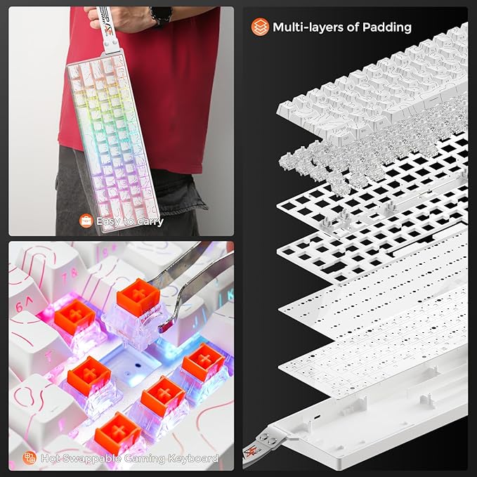 DAREU COOL60 60% Hall Effect Gaming Keyboard with Magnetic Switch, SOCD, 0.01mm Actuation Adjustable Rapid Trigger,8000 Hz Polling, Topographic PBT Keycaps, Hot-swap, RGB Backlit