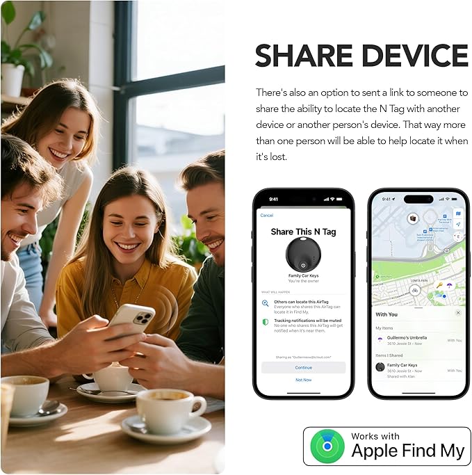 2025 Upgraded MFi Certified Air Tracker Tag for Apple Find My (iOS Only), Bluetooth5.3 Findmy Tracker for Luggage/Keys Finder/Bags,Wallet/Suitcase,Replaceable Battery,120dB Sound(Black)
