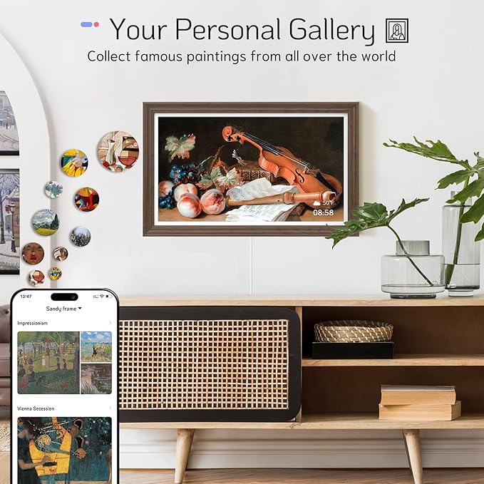 NexFoto Large Digital Picture Frame 24 Inch Touchscreen, FHD WiFi Electronic Photo Frame 64GB, Add Photos from Google Photos, Upload Videos via App/USB/Micro SD, Gifts for Housewarming/Mom, Walnut