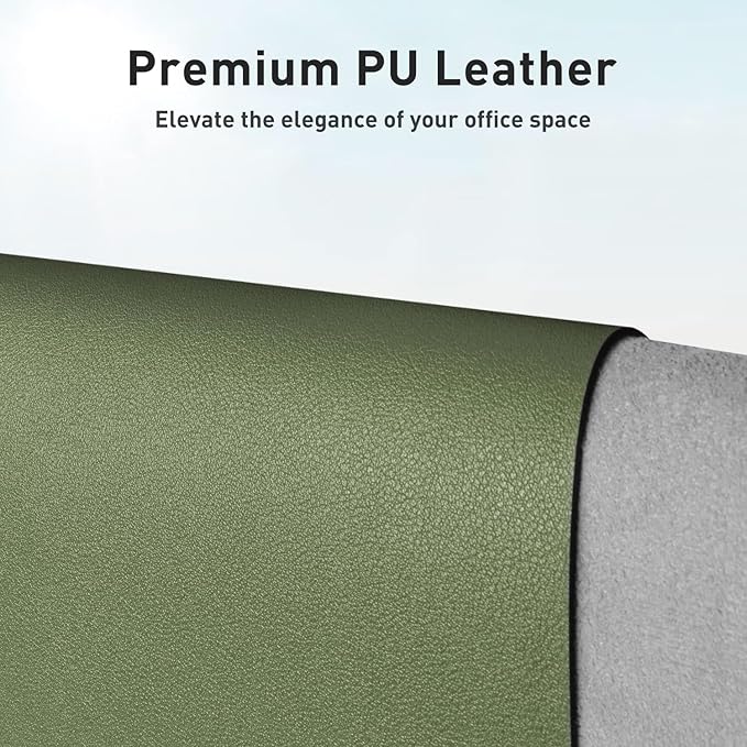 Aothia Desk Protector Mat, Mouse Pad, Non-Slip Waterproof PU Leather Desk Blotter, Laptop, Writing for Office and Home (23.6" x 13.7", Olive Green)