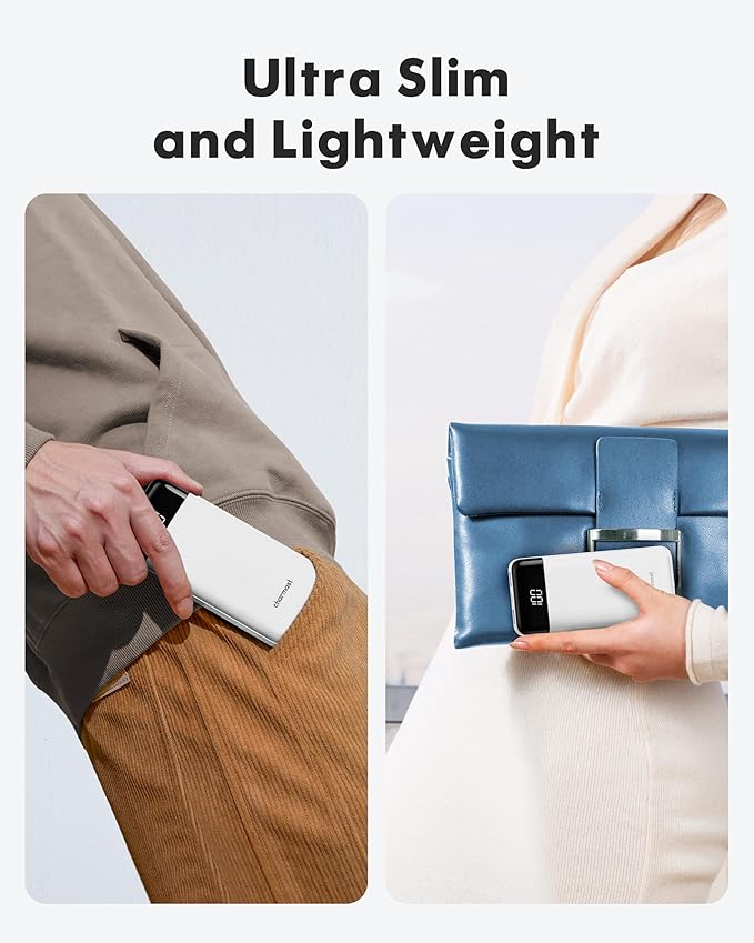 Charmast Portable Charger with Built in Cables, Power Bank with Cords Wires, Slim 10000mAh Travel Battery Pack 6 Outputs 3 Inputs 3A Fast Charging for Samsung Google Pixel LG Moto iPhone iPad