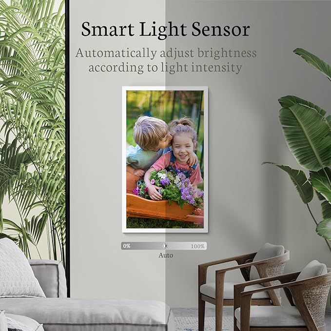 BSIMB Large Digital Picture Frame 21.5 Inch, 1920x1080 FHD WiFi Digital Photo Frame Electronic 32GB Remote Control, Share Pictures/Videos via App/USB/SD Easy Setup Gifts for Mom(Non-Touch), White