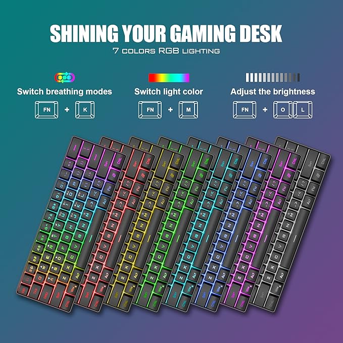 RedThunder 60% Gaming Keyboard and Mouse Combo, Ultra-Compact 61 Keys RGB Backlit Mini Keyboard, Lightweight 7200 DPI Honeycomb Optical, Wired Gaming Set for PC MAC PS5 Xbox Gamer(Black)