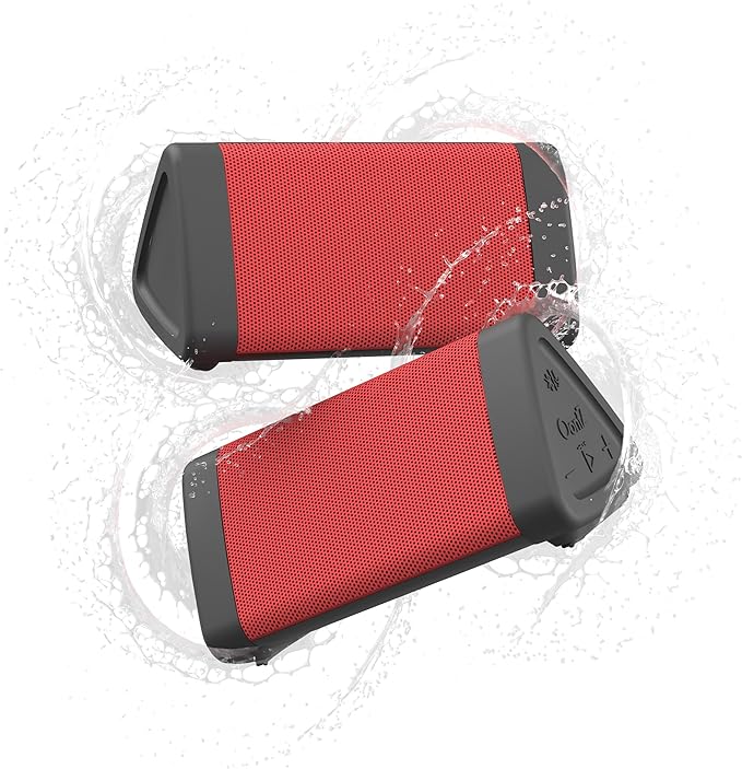 Oontz Upgraded Angle 3 Portable Bluetooth Speaker 5.0, 2 Pack - 10W Sound, 14-Hr Battery, 100ft Wireless Range, IPX5 Water-Resistant, Budget-Friendly Small Speaker for Travel, Outdoor or Home (Red)