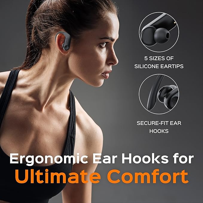 TREBLAB X3 Pro - Workout True Wireless Earbuds, Comfortable Earhooks, Bluetooth 5.3, Punchy Bass, Noise Isolation, 145H Playtime, IPX5 Waterproof, Sweatproof, 2 Mics for Calls, Sport Bluetooth Earbuds