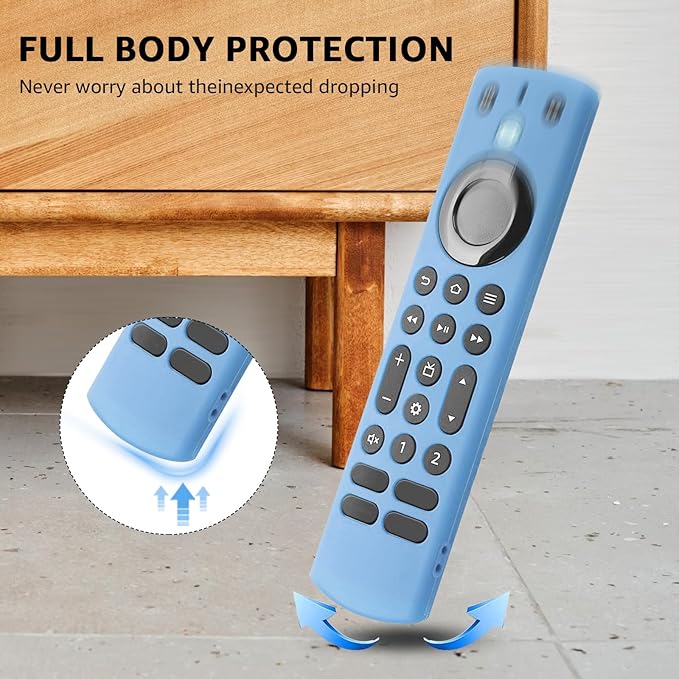 [3 Pack] Climberer Firestick Pro New Cover - Fire TV Voice Remote Pro2025- Shockproof Silicone Protective Case for Improved Grip and Durability (Fluorescent Green + Blue)+ red